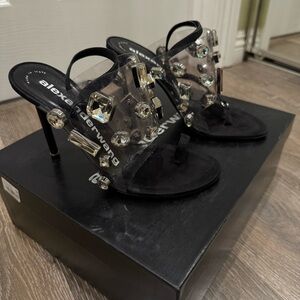 Alexander Wang Black and Silver Embellished Heels